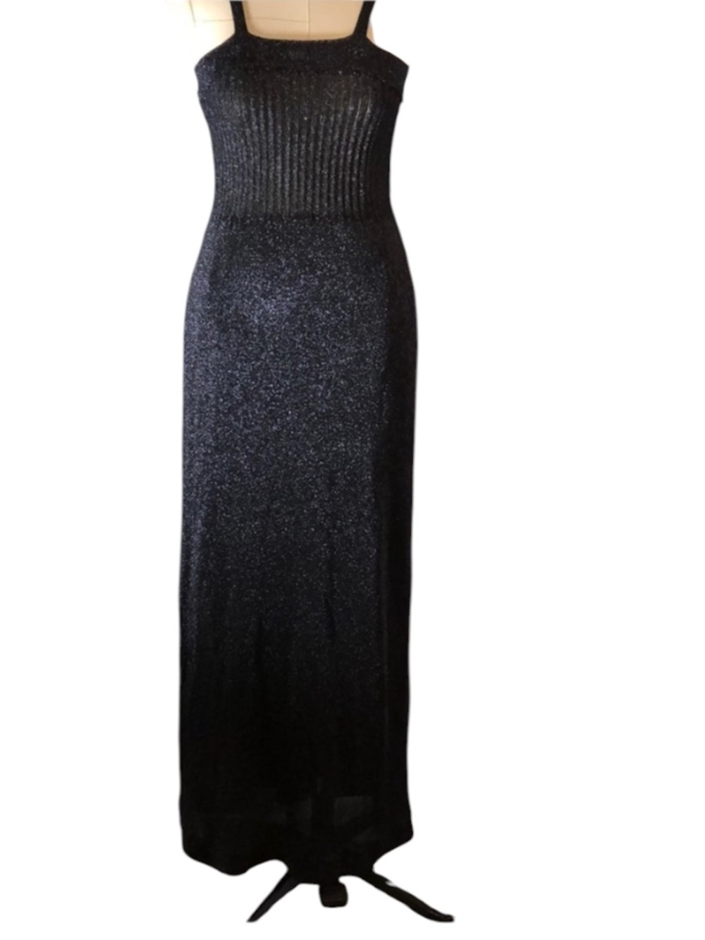 Vintage 70’s World knits metallic sleeveless maxi dress